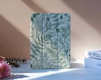 Green Leaves iPad Case With Pencil Slot For iPad 11/10/9, iPad Pro 11"12.9", iPad Air 7/6 11"13", iPad Pro 12.9"11"2024,iPad Mini 6/7, M4 M2