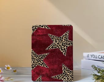Leopard Print Star Kindle Case with Hand Strap for Paperwhite 12th 7" 11th 6.8", Kindle 2024 Colorsoft,Kindle 12th/11th/10th,Kobo Clara Case