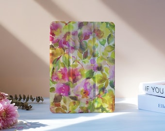 Colorful Flower iPad Case With Pencil Slot For iPad 11/10/9, iPad Pro 11"12.9",iPad Air 7/6 11"13",iPad Pro 12.9"11"2024,iPad Mini 6/7,M4,M2