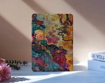 Retro-Textur iPad Hülle mit Bleistift Schlitz für iPad 11/10 A16 10,9 ", 2025 iPad Air 7/6/5 Gen, Pro 11 "12,9 ", Mini 6/7, neue iPad Abdeckung, M2 M4