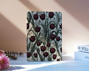 Etui na iPada w stylu retro w kolorze róży z miejscem na ołówek do modeli iPad 11/10/9, iPad Pro 11"12,9", iPad Air 7/6 11"13", iPad Pro 12,9"11"2024, iPad Mini 6/7, M4 M2
