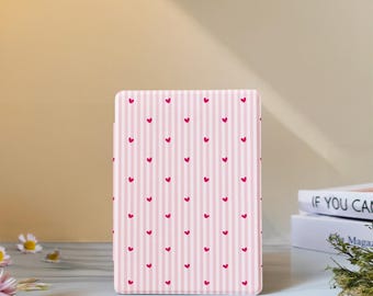 Striped Heart Kindle Case with Hand Strap for Paperwhite 12th 7" 11th 6.8", Kindle 2024 Colorsoft, Kindle 12th/11th/10th, Kobo Clara Case