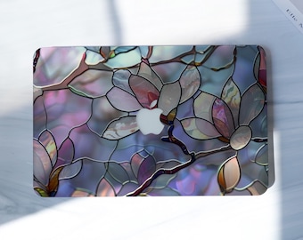 Glass Floral Macbook Case Cover for Air 15/13/11 Inch, Macbook Pro 13/14/15/16, Laptop Sleeves M4 M3 M2, 2025 2024 2023 Custom MacBook Case
