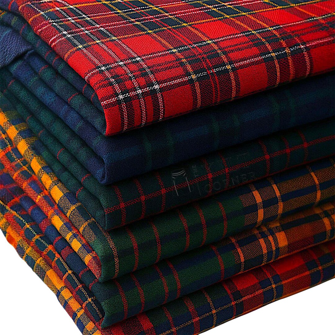 Scottish Acrylic Wool Fabric Sold by Yards - Checkered Tartan Fabric ...