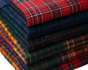 Scottish Acrylic Wool Fabric Sold By Yards - Checkered Tartan Fabric Available in 50+ Patterns