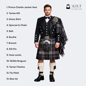 Skotsk kiltklädsel för män | Hel kiltset | 13 delar antik walesisk drakekiltklädsel | Finns i över 50 klantartaner