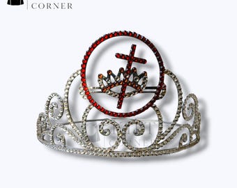 Masonic Knight Templar Ladies Crown: Rhinestone Silver or Gold, Free Case