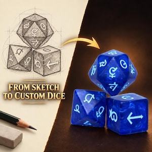 Dados de resina personalizados, poliedros personalizados a partir de tu boceto.