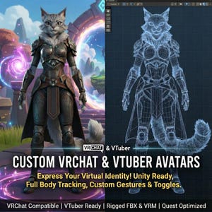 Modelo VTuber PERSONALIZADO (Live2D y 3D) y avatar VRChat / Seguimiento de cuerpo completo, opciones para transmisión