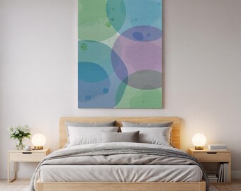Lienzo con diseño de círculos abstractos, decoración de pared moderna, arte geométrico para sala de estar, tamaños personalizados, regalo perfecto para amantes del arte.