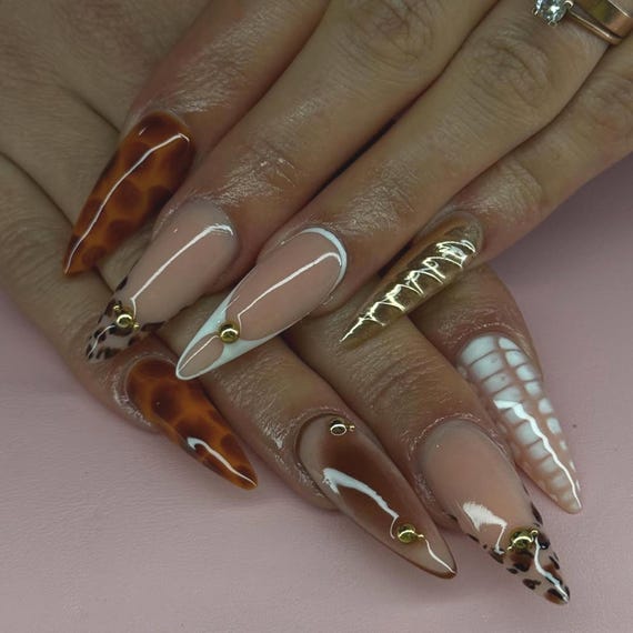20 Fall Nail Ideas With Leaves, Plaid and Cozy Colors 18 Tortoiseshell French Tips