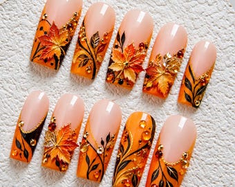 3D Floral Leopard Press On Nails, Handmade Pink Flower Gel Set, Reusable Statement Tips
