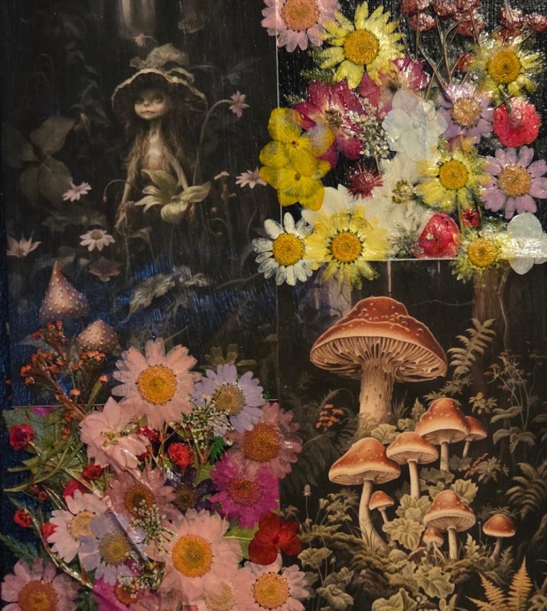 8x10 Decoupage Fairy With Real Dried Flowers - Etsy