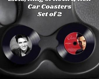 Elvis, The King of Rock & Roll Car Coasters, 60s, 70s, Retro