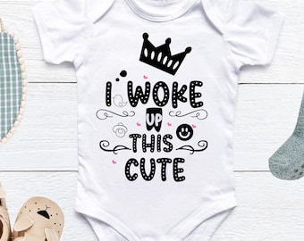 Body engraçado para bebê – Eu acordei com este presente para recém-nascido
