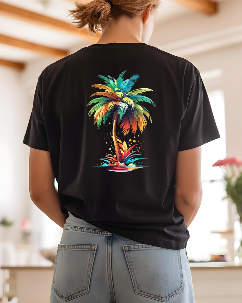 Problem Tree Visual Layout Colourful Palm Tree Shirt • Tropical Beach Tee • Summer Vacation Top ...