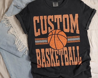Camiseta de baloncesto personalizada, camiseta con espíritu de equipo deportivo, camiseta de baloncesto desgastada, camiseta de baloncesto para el día del partido
