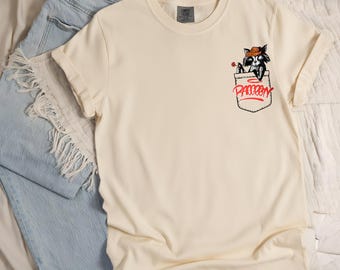 Camiseta de mapache con colores cómodos, divertida camiseta de mapache con bolsillo, vintage de mapache salvaje, adorable camiseta de panda de la basura
