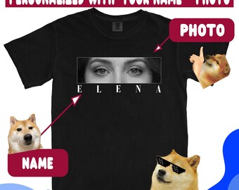 Camiseta personalizada con foto de ojos: camiseta personalizada con ojos humanos, regalo "Eye Love You" para tu pareja, colores suaves.