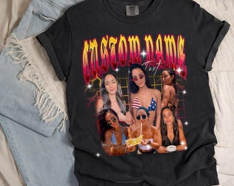 Custom Bootleg Comfort Colors® Shirt, Personalized Photo Collage Tee, Custom Retro 90s Picture T-Shirt