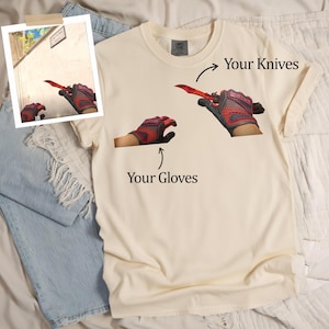 Comfort Colors® Custom CS2 Knife and Gloves Shirt, Personalized T-Shirt from Counter-Strike 2, Custom Skin Combo Shirt, Bingo Bango Bongo