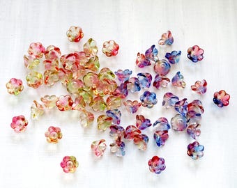 20pcs Bell Flower Beads. crystal rainbow lily of the valley glass flower beads. small glass trumpet flower beads