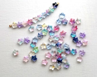 50pcs Tiny Star Beads. rainbow mixed  mini glass star beads. 8mm small glass star beads
