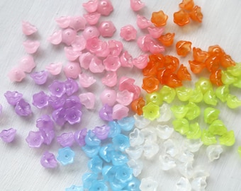 20pcs Small Bell Flower. lily of the valley glass flower beads. small glass trumpet flower beads