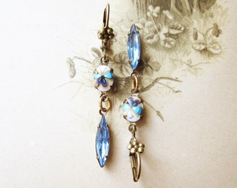 Butterfly Assemblage Earrings / Sky Blue Vintage Rhinestones / FairyCore Jewelry