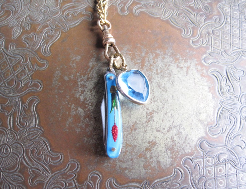 Pocket Knife Pendant Necklace / Charm Holder / Vintage Repurposed Jewelry / Summer Fashion / OOAK image 1