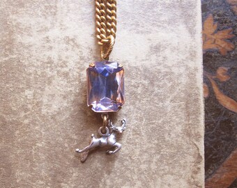 Vintage Rhinestone Assemblage Necklace / Mori Girl Jewelry / Statement Necklace / Boho Chic