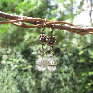 Woodland Acorn Assemblage Earrings / Sparkly Crystal Floral Earrings / Fairycore Jewelry / Winter Jewelry image 7