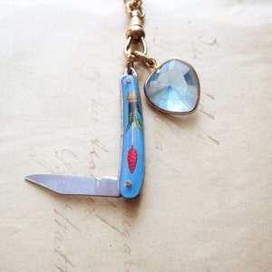 Pocket Knife Pendant Necklace / Charm Holder / Vintage Repurposed Jewelry / Summer Fashion / OOAK image 2