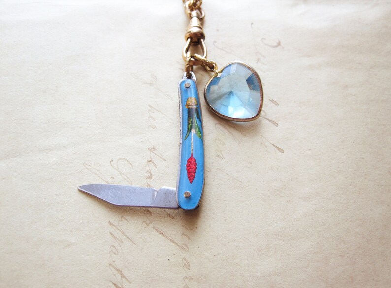 Pocket Knife Pendant Necklace / Charm Holder / Vintage Repurposed Jewelry / Summer Fashion / OOAK image 2