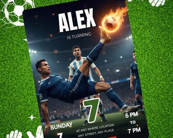 CR7 Soccer Birthday Invitation: Editable Ronaldo Theme (Template)