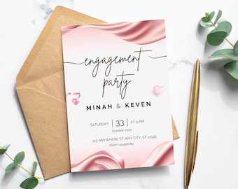 Personalized Engagement Invitation Template: Elegant Monogram Design (Instant Download)