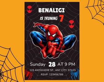 Spider Man Birthday Invitation, Editable Boys Party Template, Printable, Personalized, Instant Digital Download