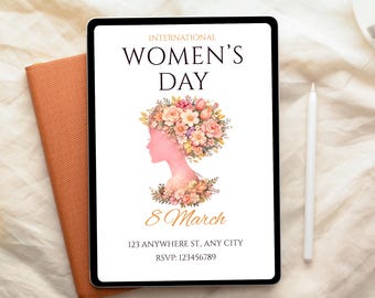 International Women's Day Template | Editable Canva Invite | Corporate Beauty Design | Printable Digital Download