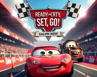 Lightning McQueen Cars Birthday Invitation for Kids, Digital Invitation Template with Canva Editable Option