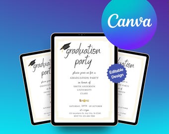 Modern Graduation Party Invitation Template: Elegant Celebration Design (PDF Download