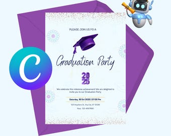 Elegant Graduation Celebration Invitations: Class of 2025 (Digital Download)