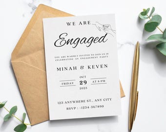 Modern Engagement Party Invitation Template: Instant Digital Download (PDF)