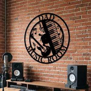 Letrero metálico personalizado para músicos, letrero industrial para taller, arte de pared para garaje para hombres, decoración musical moderna para rancho, decoración de pared metálica