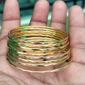 Gold Plated Indian Bangle Set - Handmade Boho Jewelry