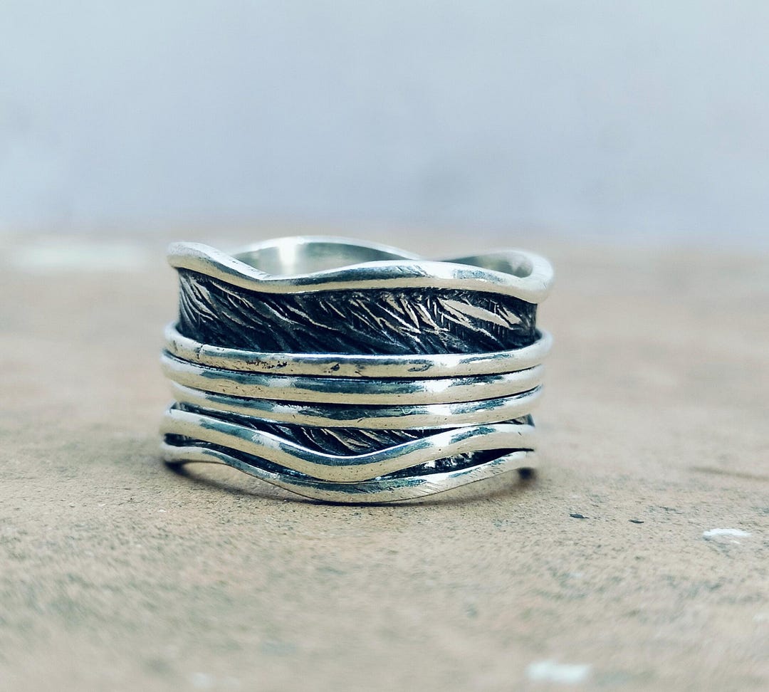 Handmade Sterling Silver Spinner Ring: Boho Meditation Thumb Ring - Etsy