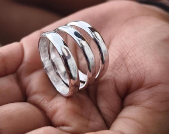 Hammered 925 Sterling Silver Band Ring | Unisex Textured Design