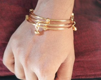 Hammered 14K Gold- Plated Bangle Set [ Pack of 2]