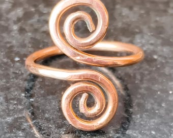 Spiral Wire Wrap, Minimalist Style, Pure Copper Therapy Ring