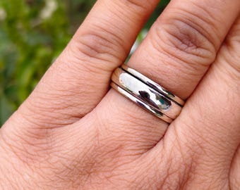 Sterling Silver Spinner Ring: Handmade Brass Meditation Band