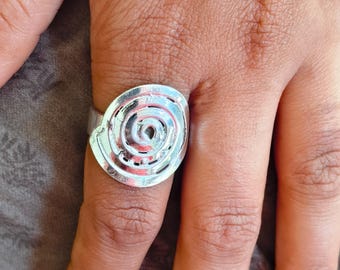 925 Sterling Silver Spiral Swirl Ring, Minimalist Boho Handmade Jewelry